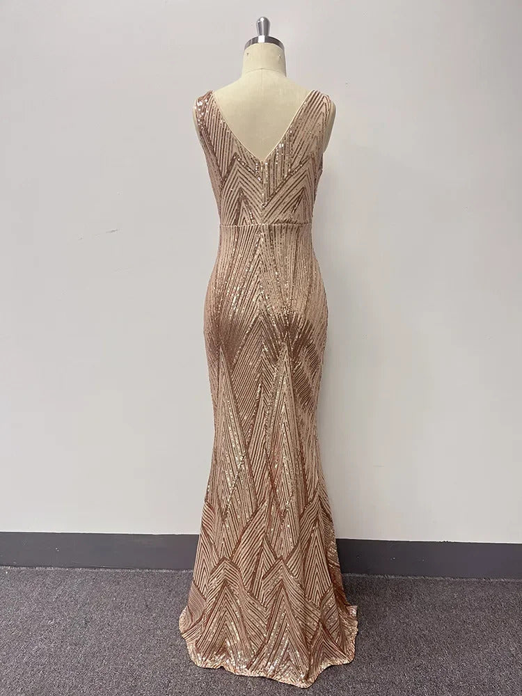 Sexy vintage sequin maxi summer dress women 2025 elegant luxury bodycon party dress ladies long prom evening dresses vestidos