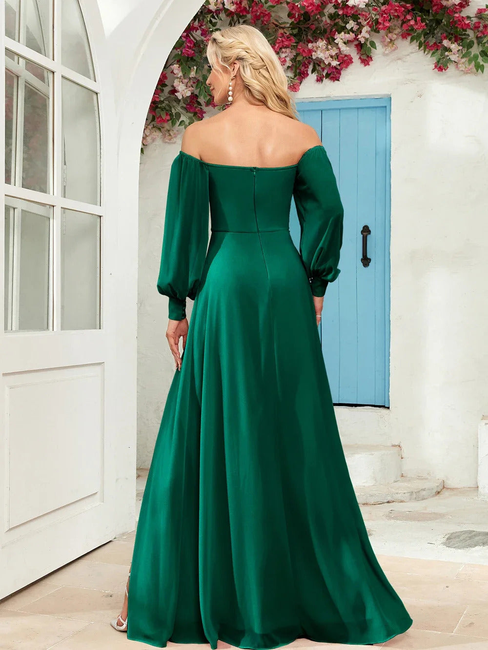 Red Pink Green Long Women's Prom Dress For Wedding Guest Woman Sexy Off Shoulder Formal Occasion Dresses Simple Fashion Clothing