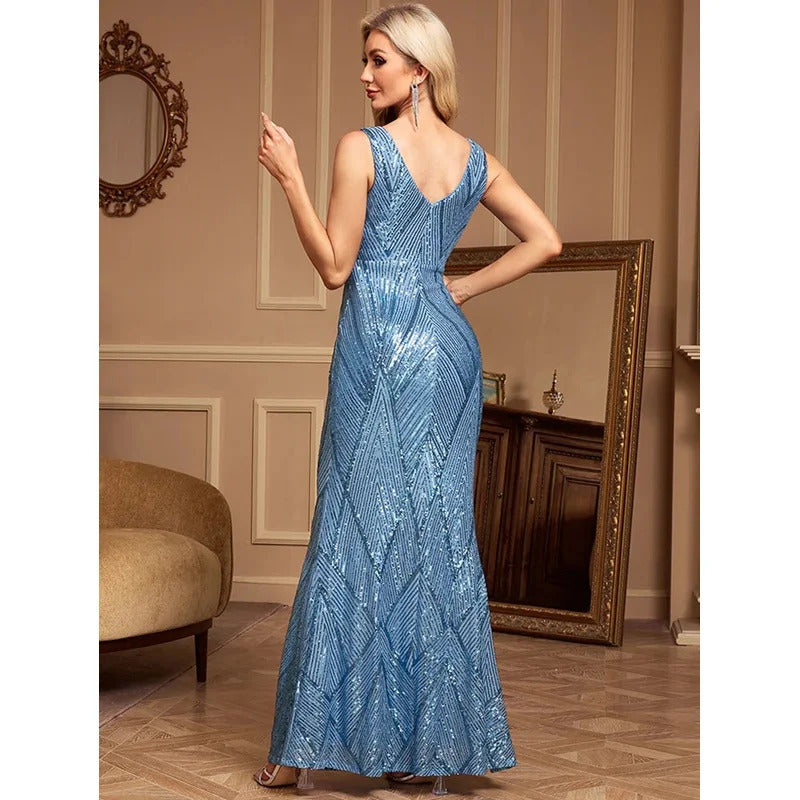 Sexy vintage sequin maxi summer dress women 2025 elegant luxury bodycon party dress ladies long prom evening dresses vestidos