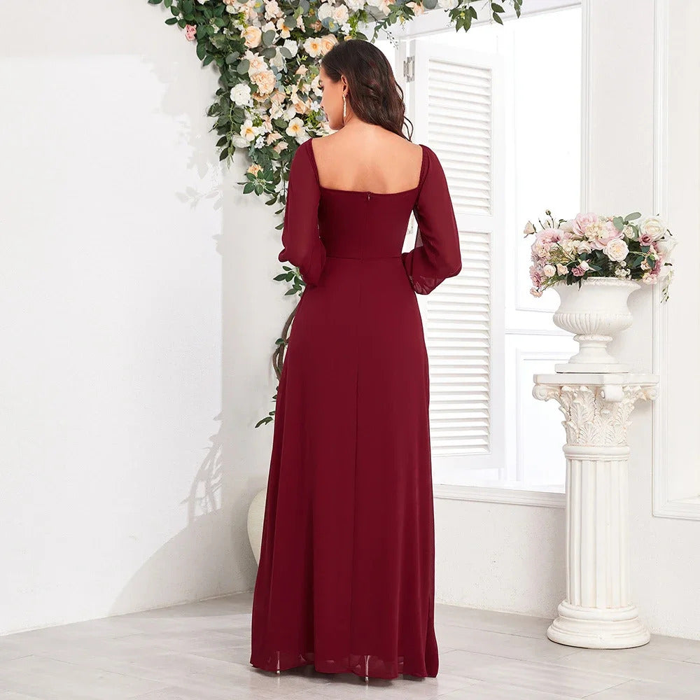 Red Pink Green Long Women's Prom Dress For Wedding Guest Woman Sexy Off Shoulder Formal Occasion Dresses Simple Fashion Clothing