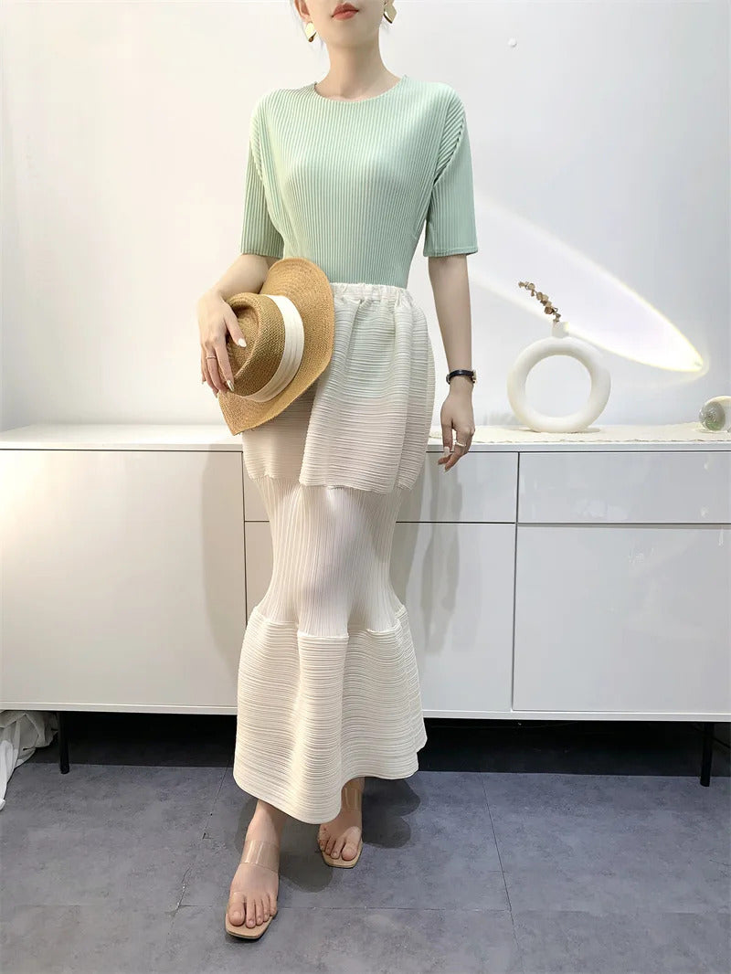 Pleated Skirt Female 2025 Summer Lantern Dress Slimming Pleated Skirt Women's Clothing Niche Design Cake Dress Women