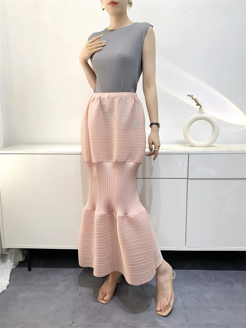 Pleated Skirt Female 2025 Summer Lantern Dress Slimming Pleated Skirt Women's Clothing Niche Design Cake Dress Women