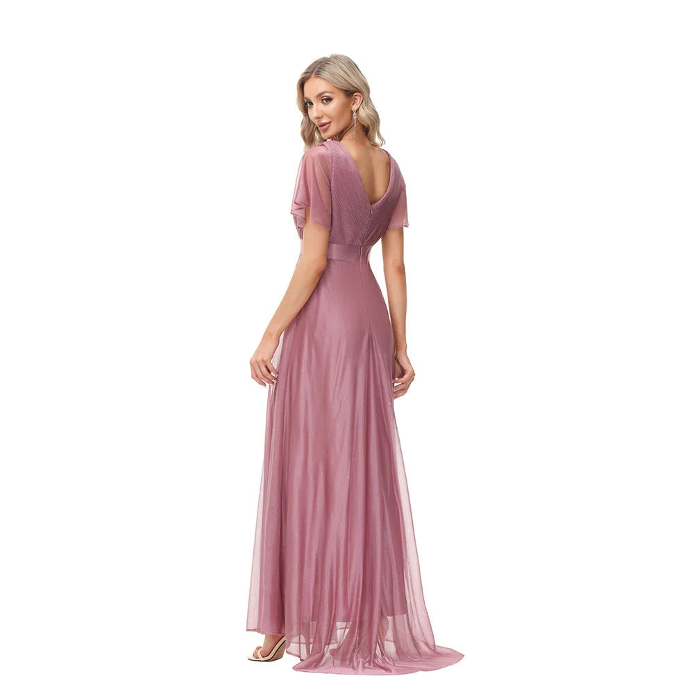 Sexy pink chiffon tulle maxi summer dress women casual vintage long bridesmaid prom dresses club bodycon party dress vestidos