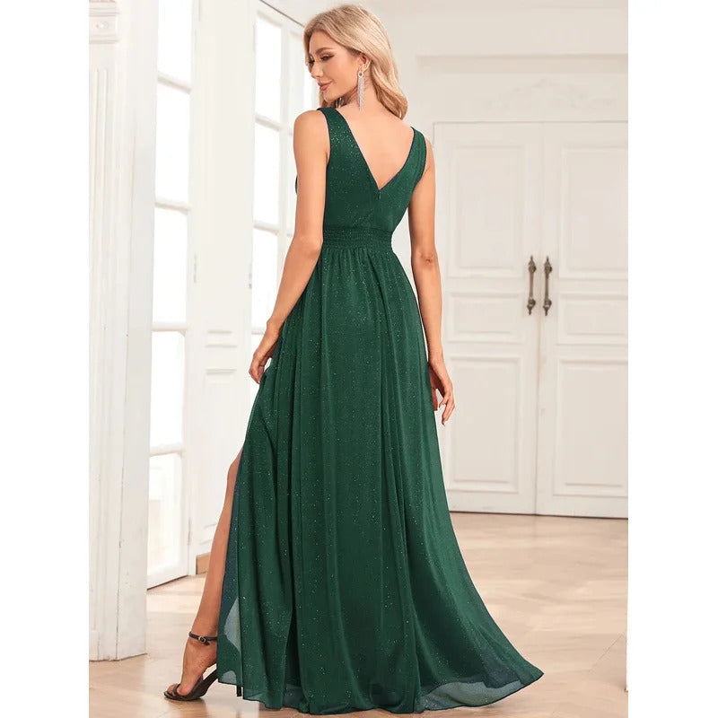 Sexy backless long prom bridesmaid party dresses for women 2025 elegant chiffon evening dress sequin maxi summer dress vestidos