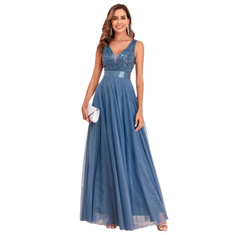 Sexy prom bridesmaid dresses for women elegant mesh birthday evening party dress woman backless maxi sequin summer dress vestido