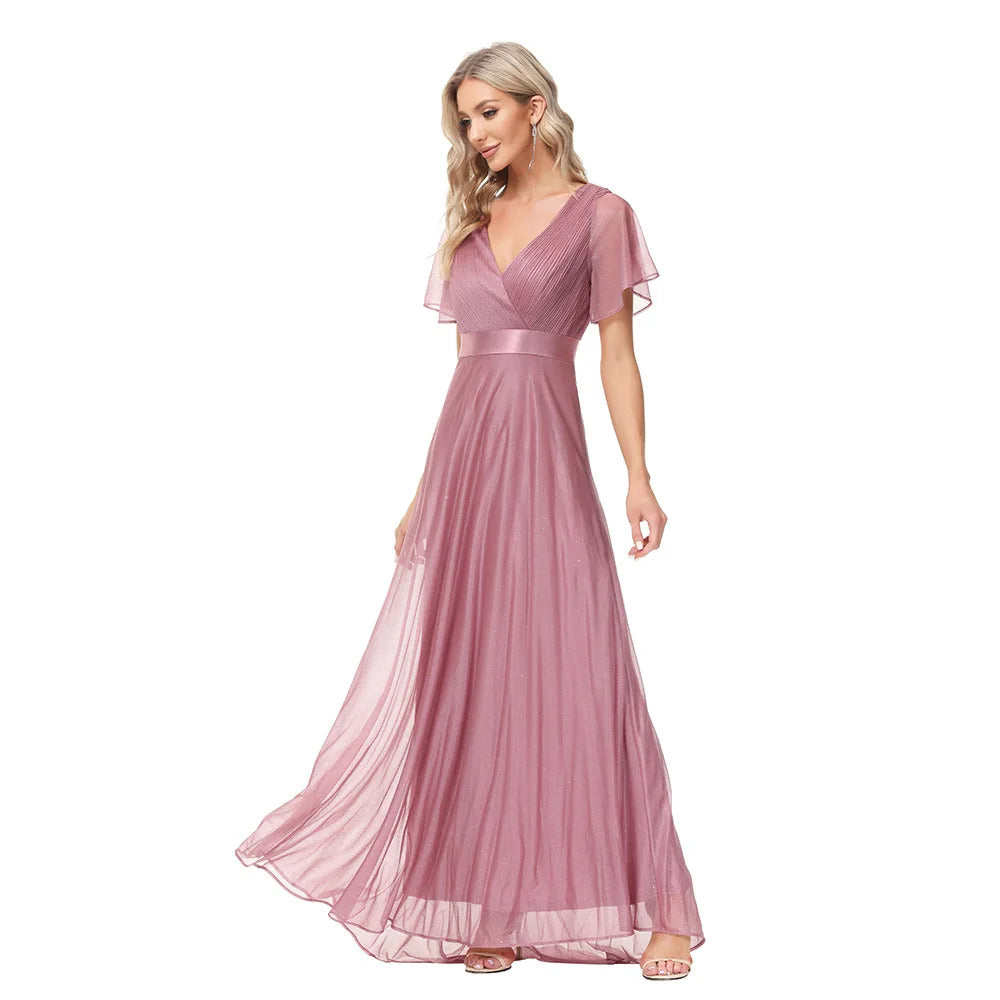 Sexy pink chiffon tulle maxi summer dress women casual vintage long bridesmaid prom dresses club bodycon party dress vestidos