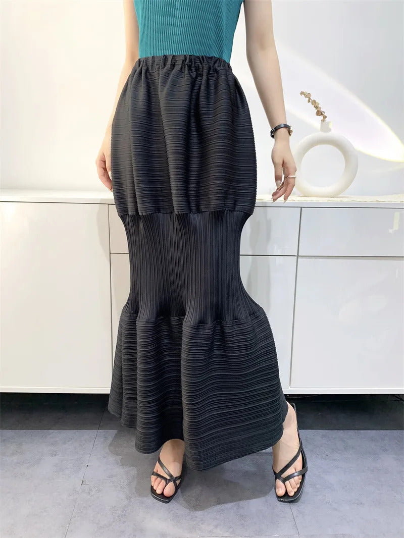 Pleated Skirt Female 2025 Summer Lantern Dress Slimming Pleated Skirt Women's Clothing Niche Design Cake Dress Women