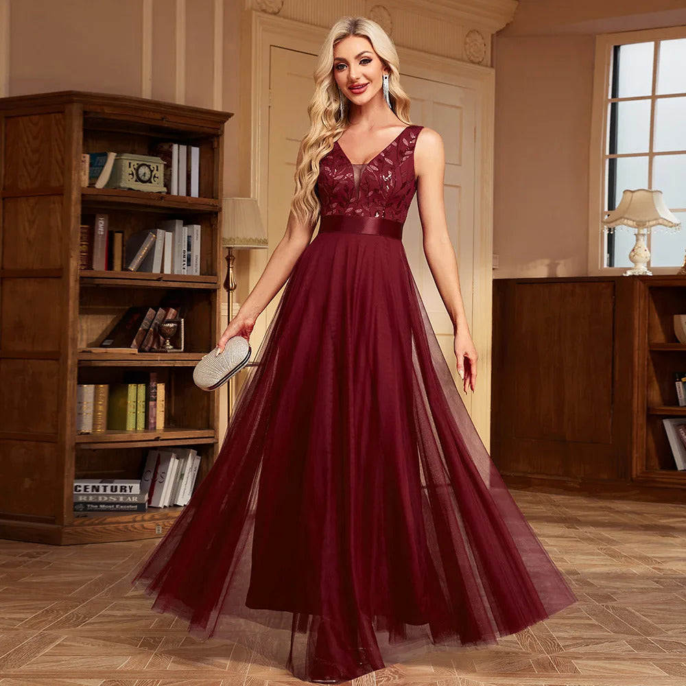 Sexy prom bridesmaid dresses for women elegant mesh birthday evening party dress woman backless maxi sequin summer dress vestido