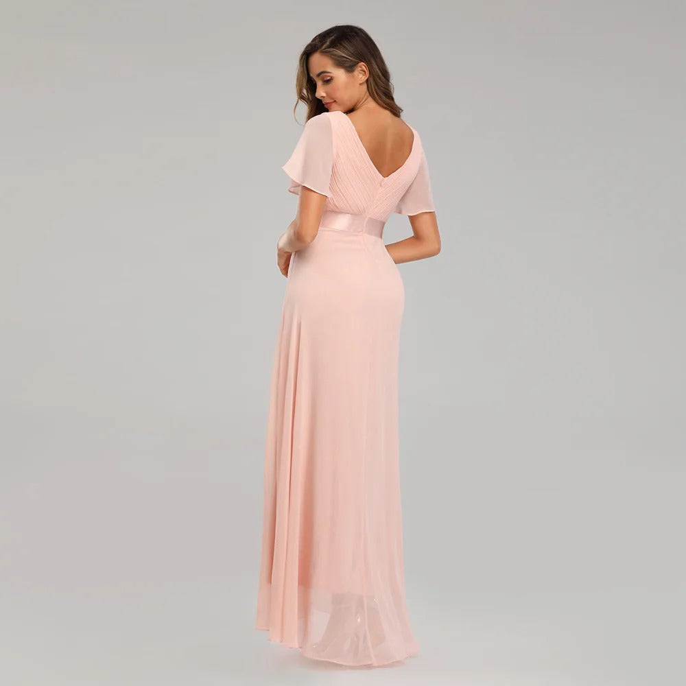 Sexy pink chiffon tulle maxi summer dress women casual vintage long bridesmaid prom dresses club bodycon party dress vestidos