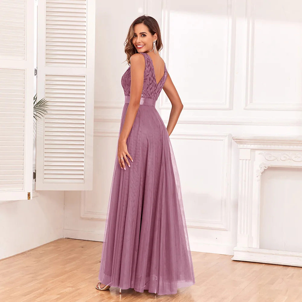 Sexy prom bridesmaid dresses for women elegant mesh birthday evening party dress woman backless maxi sequin summer dress vestido